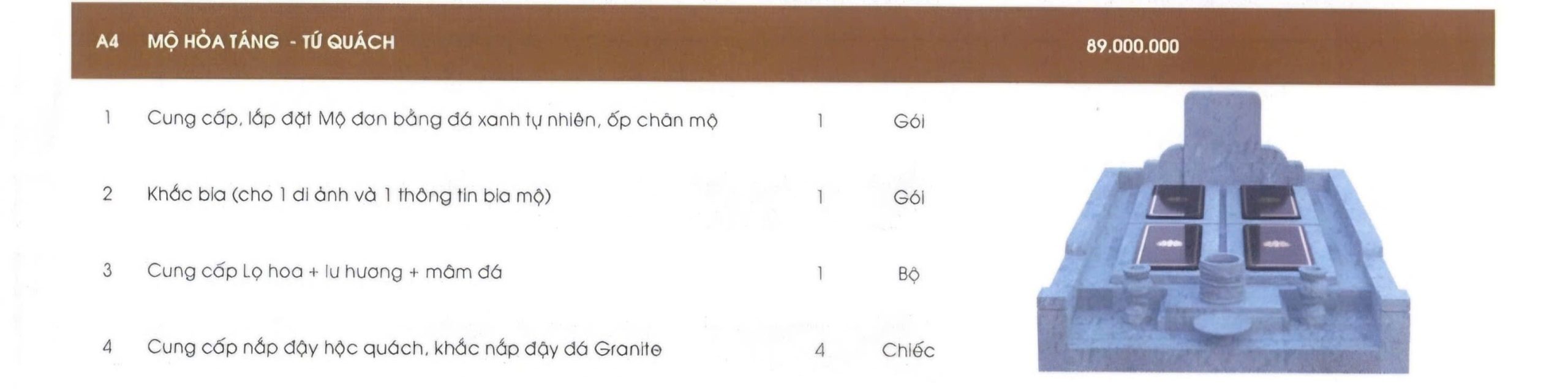 Giá xây dựng mộ tứ quách Sala Garden