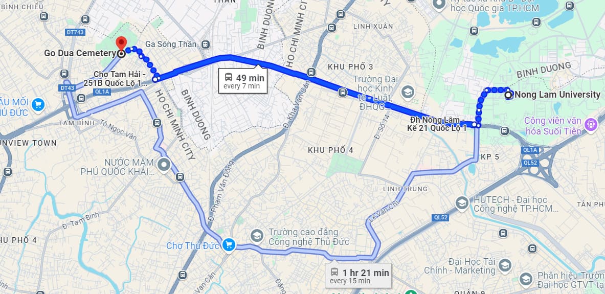 Từ đại học Nông Lâm đến nghĩa trang Gò Dưa