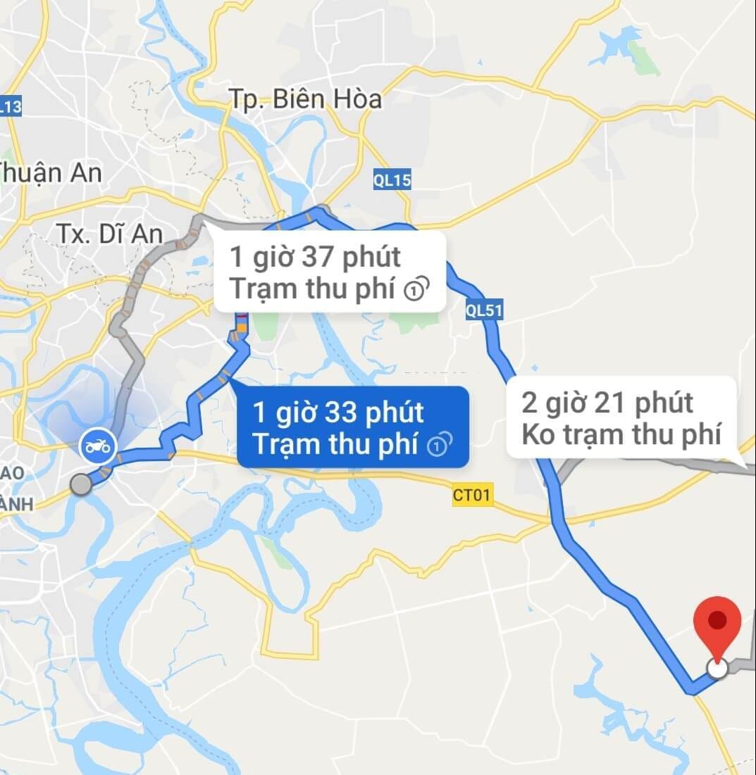 Di chuyển đến vị trí Sala Garden bằng xe máy